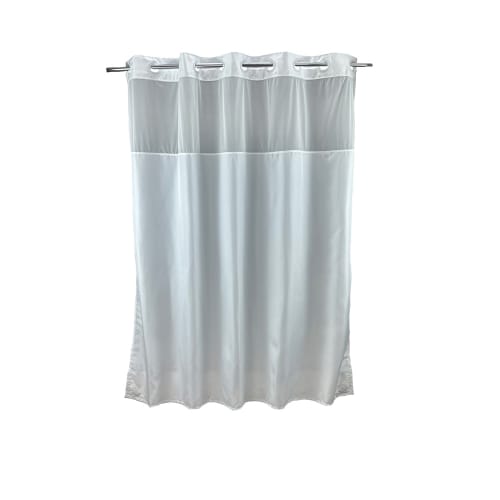 Hang2IT Cortina de Ducha, 100% Poliéster, Sin Gancho, Ventana 72x74, Blanco